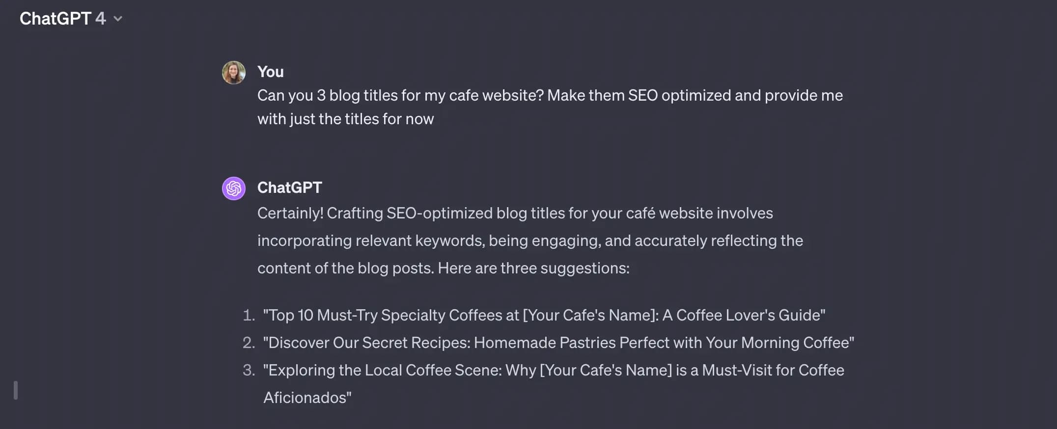 Content suggestions by ChatGPT
