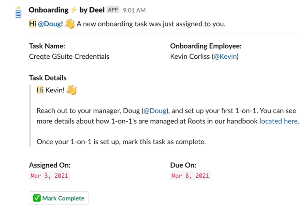 Deel HR onboarding notifications