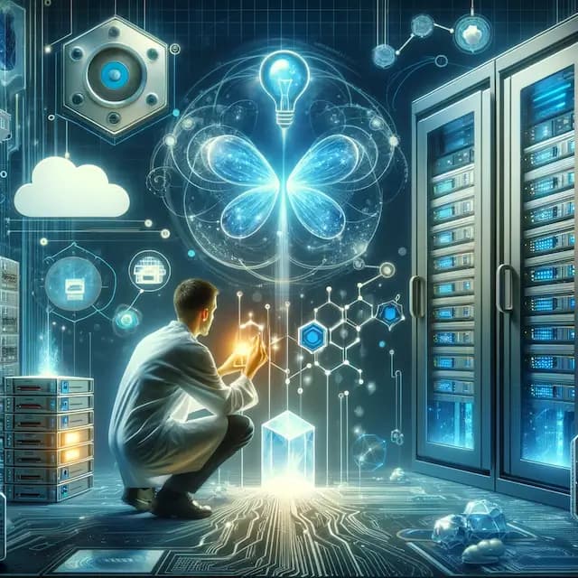 A researcher looking into the future of data storage methods