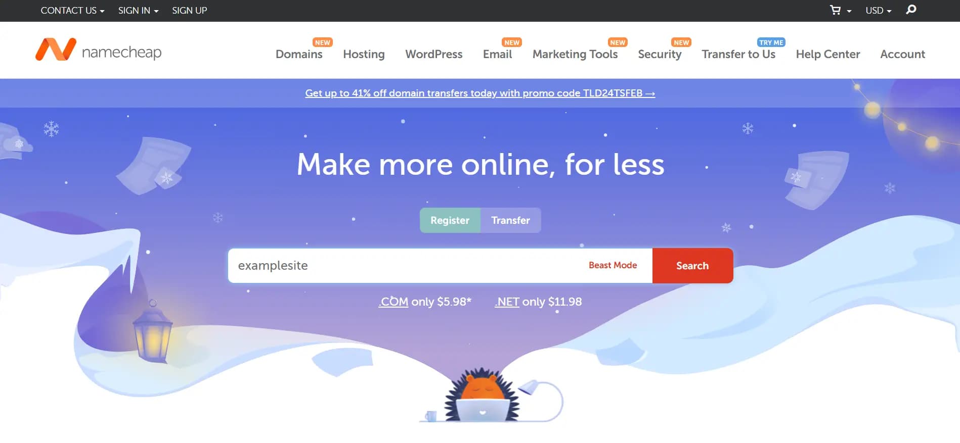 Step 1 of how to register a domain name