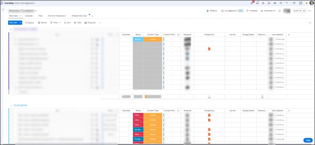 monday board for project management