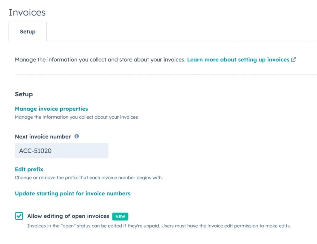 Hubspot Commerce Hub invoice