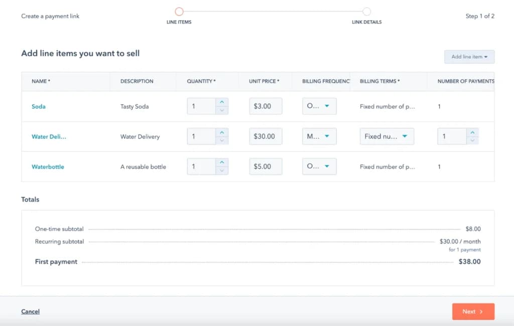 Hubspot Commerce Hub payments