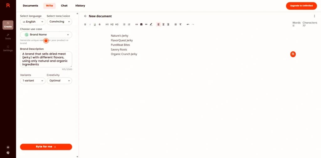 Rytr Text Generation Capabilities