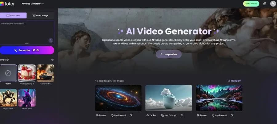 fotor AI video generator