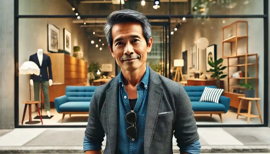 Asian man furniture store