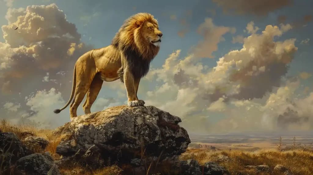 AI image A majestic lion standing on a rock