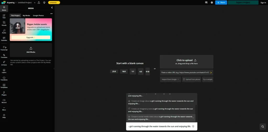 Kapwing AI Video Generator