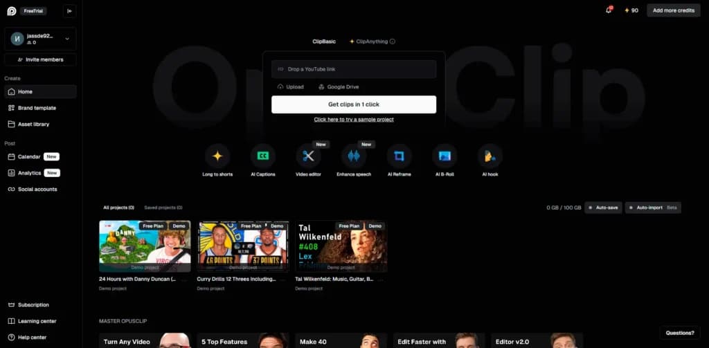 OpusClip Multiple Sources to Import Videos