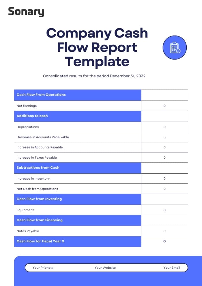 White Neon Green Modern Company Cash Flow Report