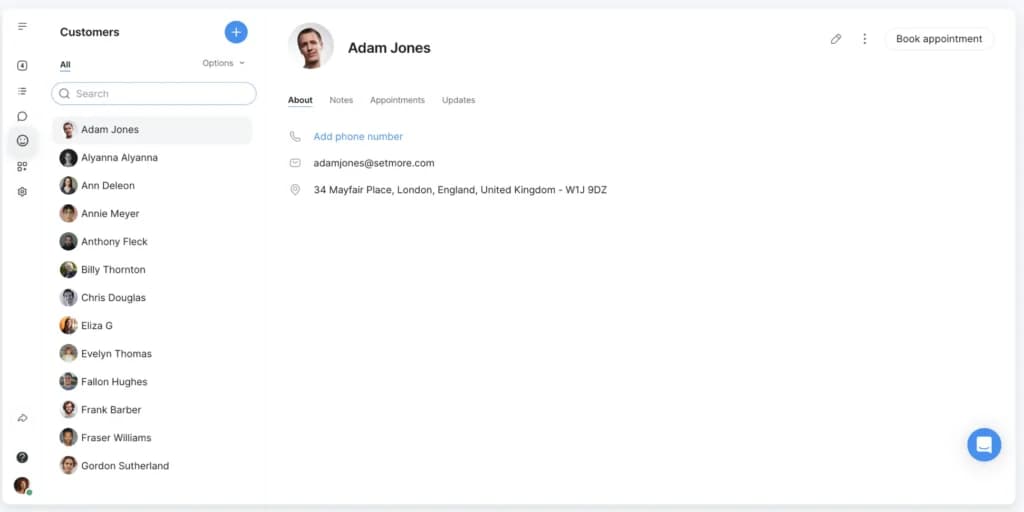 Setmore Client Management