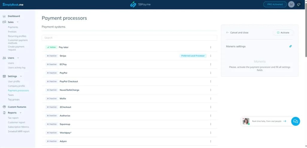 SimplyBook.me - payment processors and integration