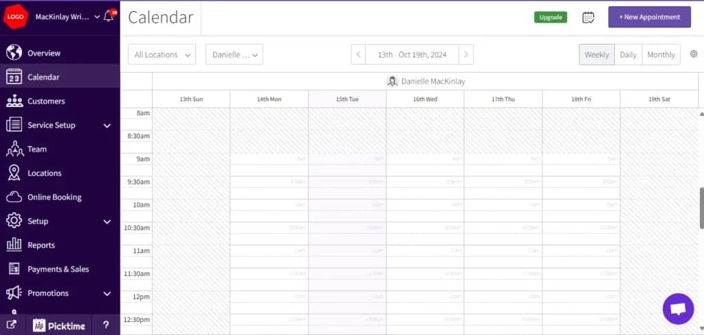 Picktime - dashboard