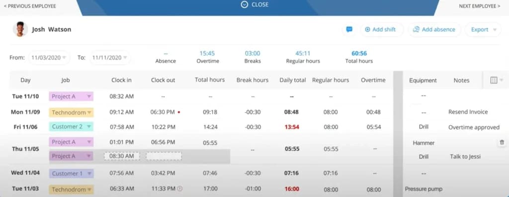Connecteam time clock tracking