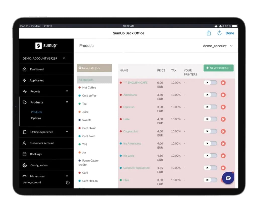 sumup back office