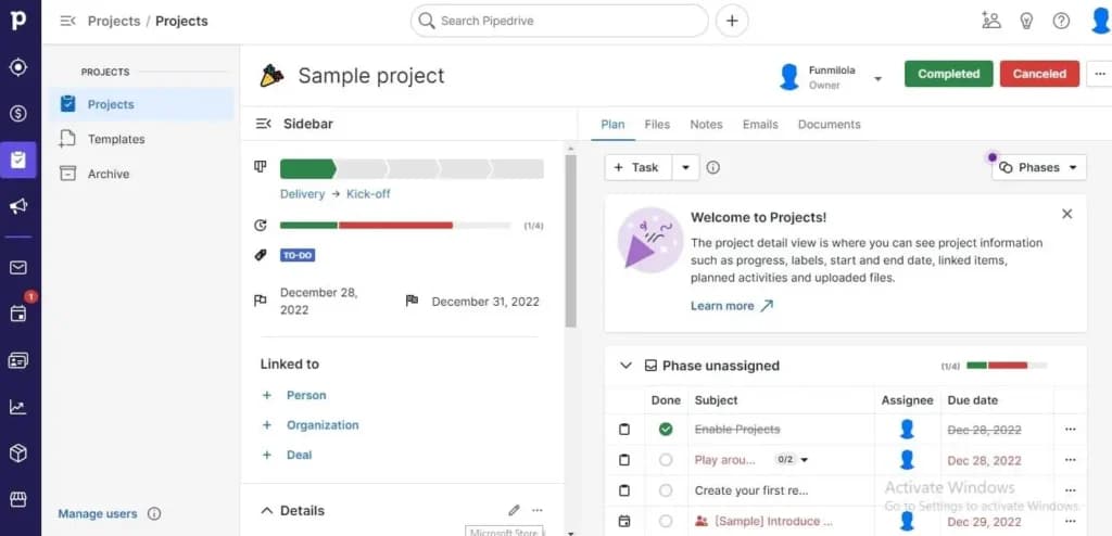 Pipedrive pipeline management