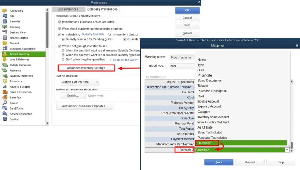 QuickBooks Mobile Barcode Scanning