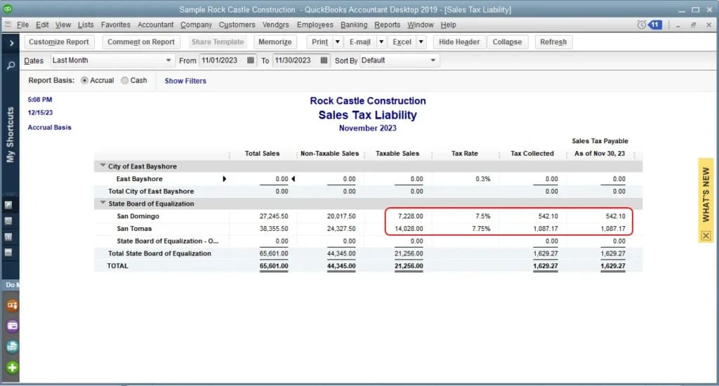 Quickbooks Sales and sales tax tracking