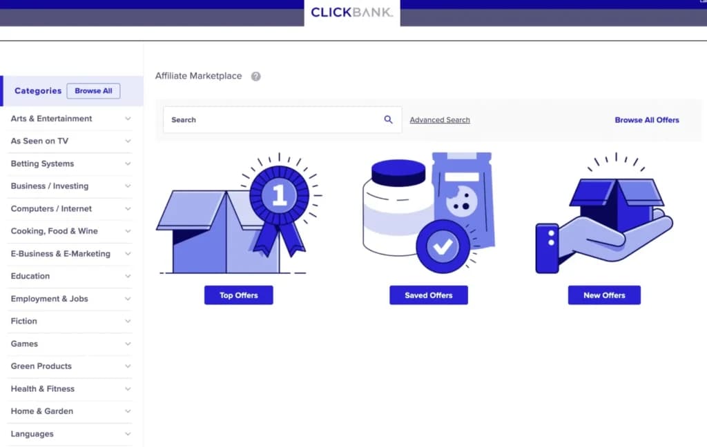 ClickBank dashboard view