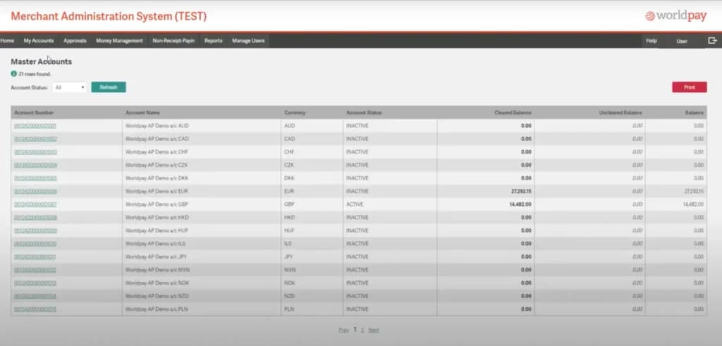 Worldpay merchant services account