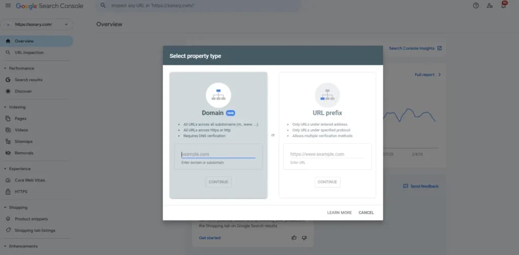 Google search console set up