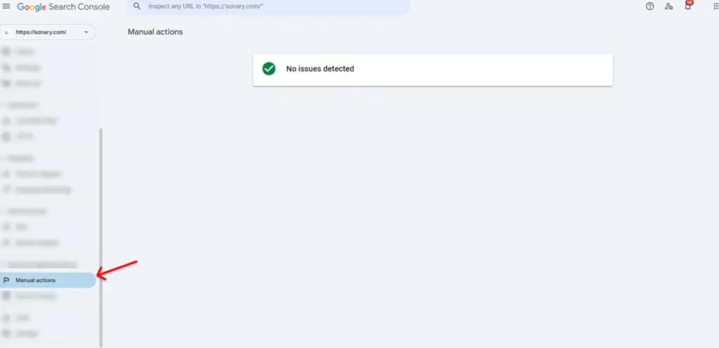 manual actions on Google search console