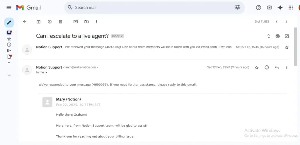 Notion email response