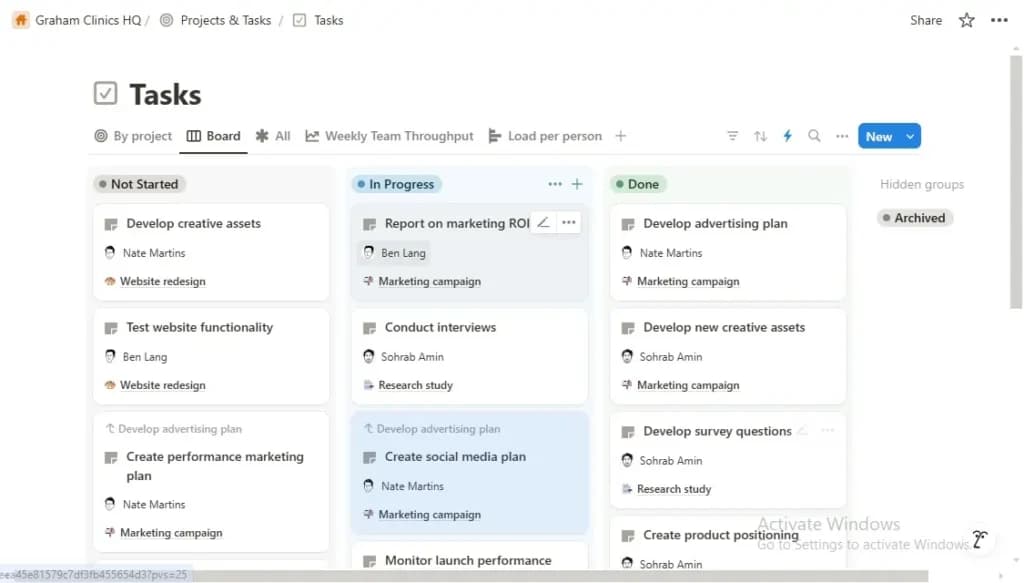 Notion Kanban boards