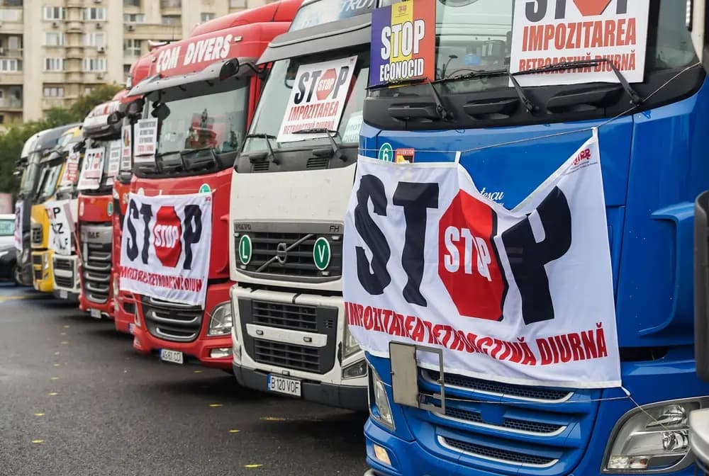 Truck drivers on strike
