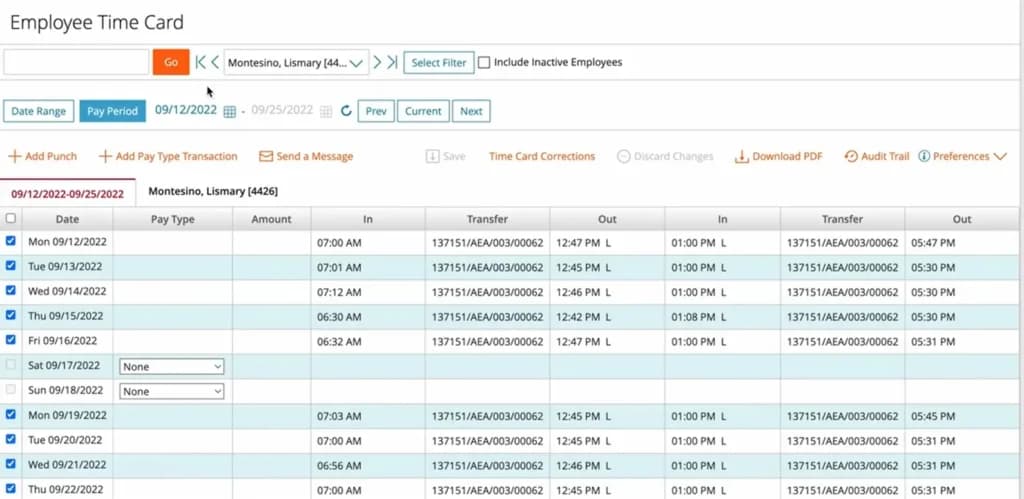 Paylocity payroll software screenshot