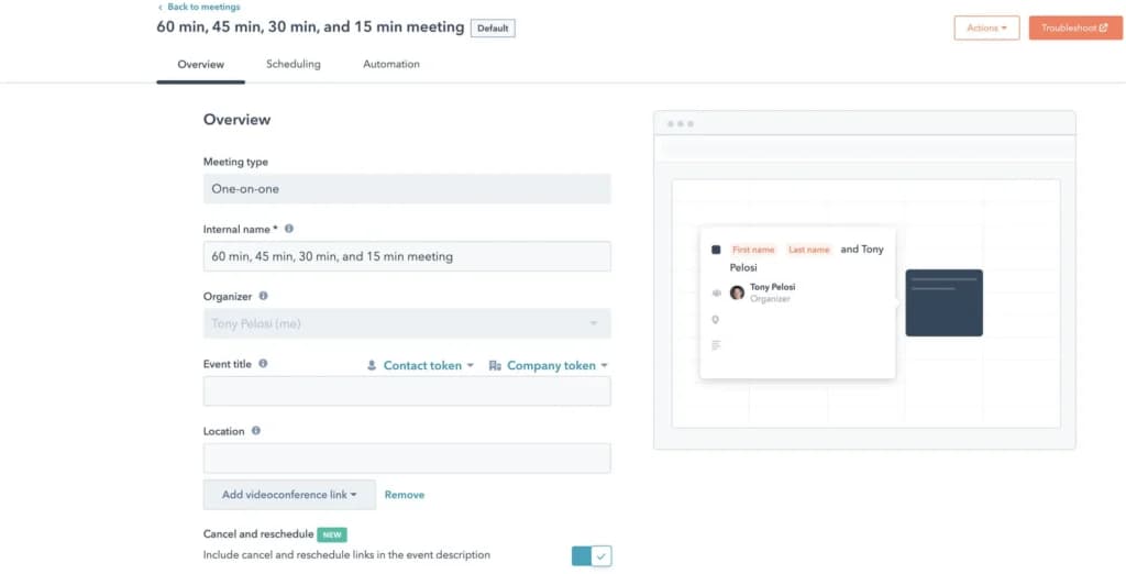 HubSpot Meeting Scheduler