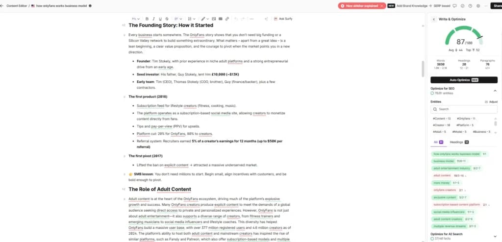 surfer content editor with ai