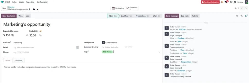 odoo CRM for real estate