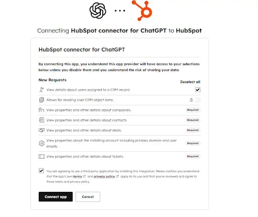 Hubspot connector to GPT