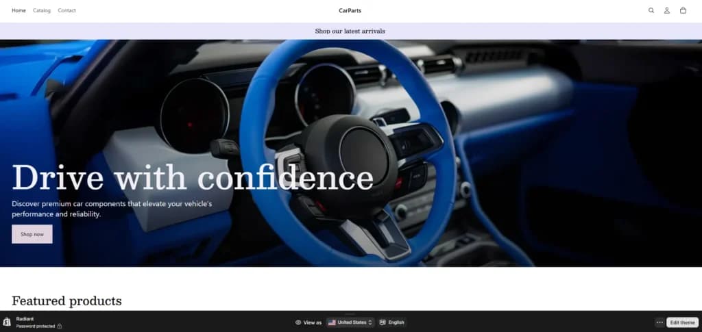 shopify website builder for car parts without code