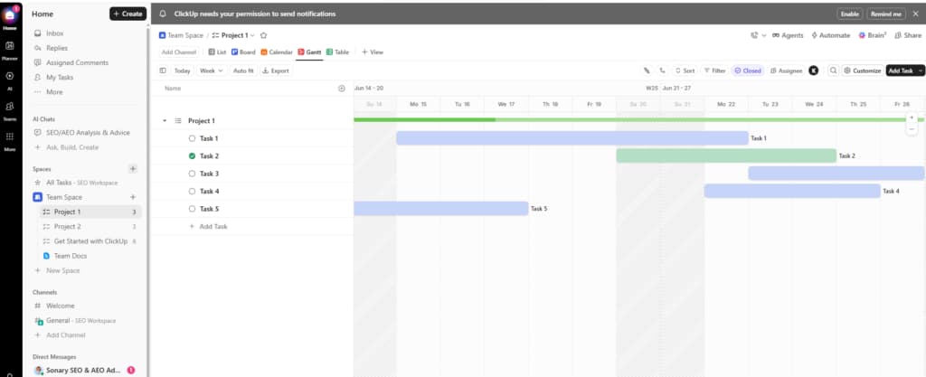 Clickup Gantt Chart Overview