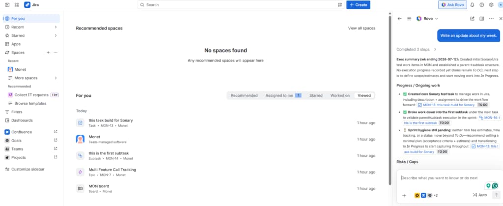 Jira's AI assistant Rovo - Atlassian